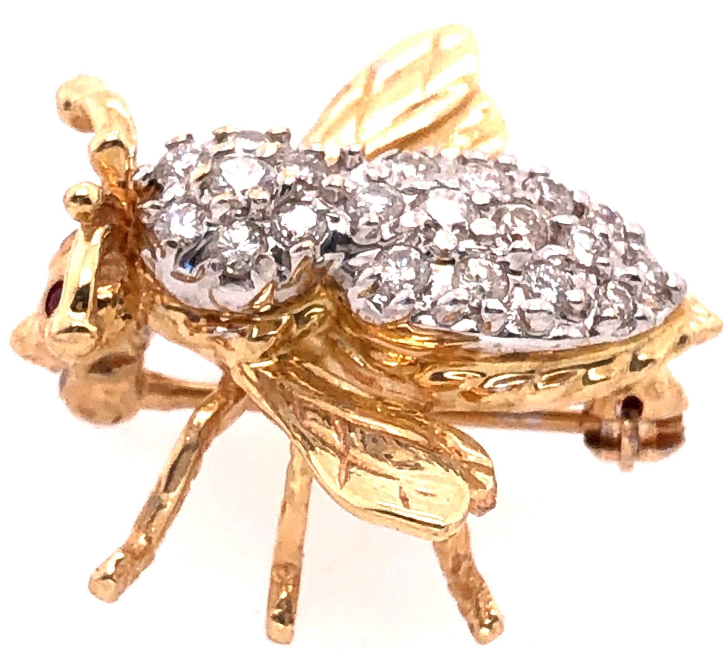 14 Karat Yellow And White Gold With Diamond Bee / Insect Brooch 
0.30 total diamond weight.
4.57 grams total weight.
