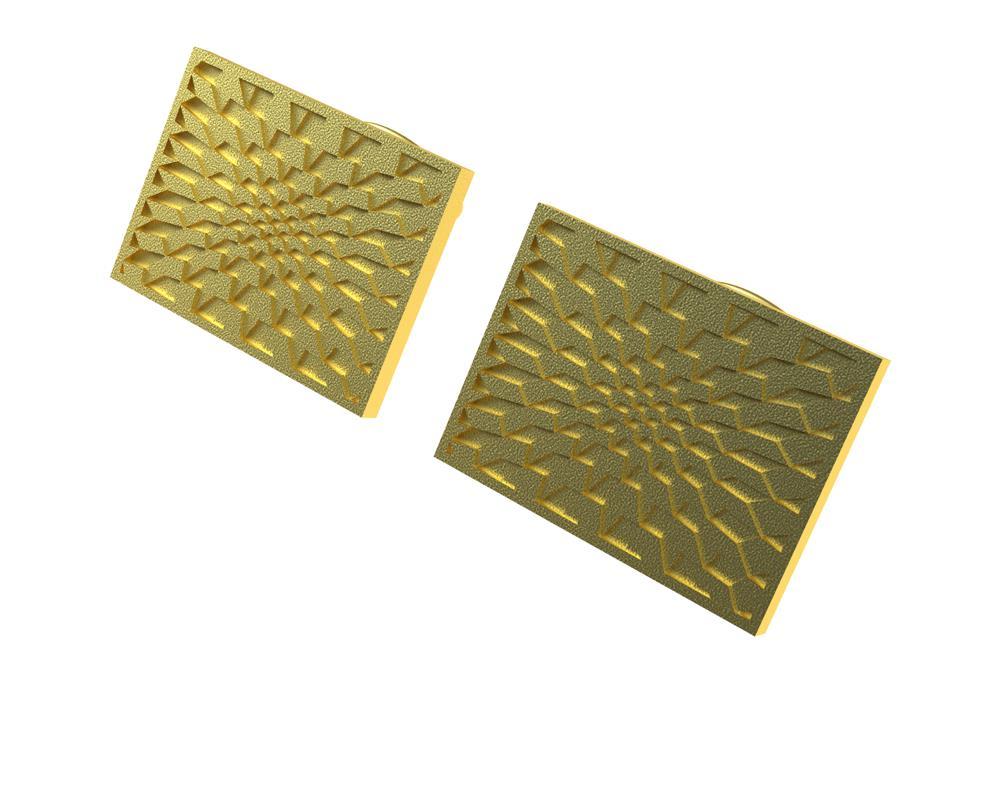 14 Karat Yellow  Gold  Optical Art  Rectangle Cuff links In New Condition For Sale In New York, NY