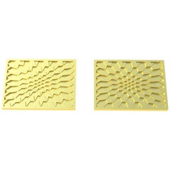 14 Karat Yellow  Gold  Optical Art  Rectangle Cuff links