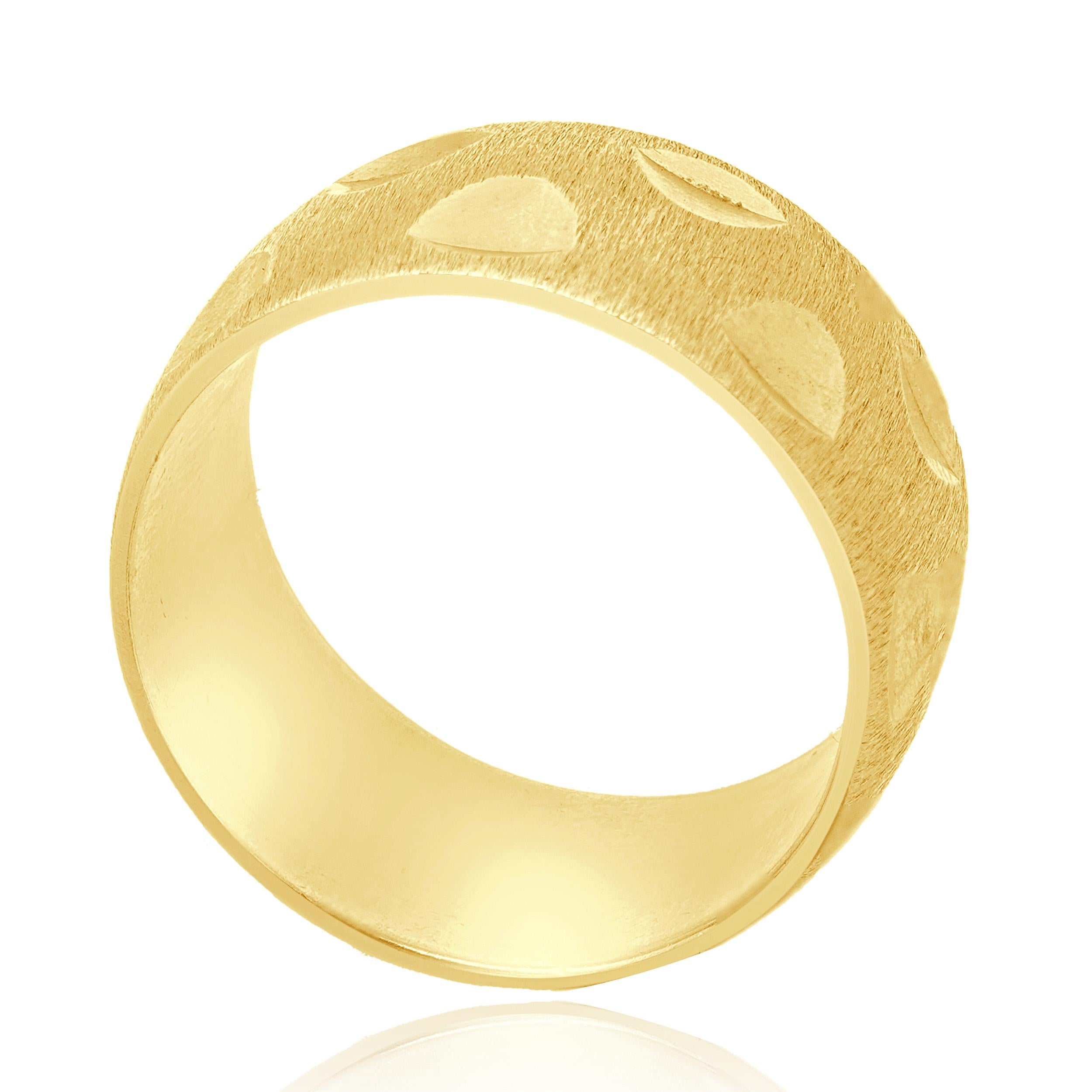 14 Karat Yellow Diamond Cut Ring Unisexe en vente