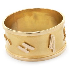 14 Karat Yellow Gold Egyptian Cartouche Eternity Band