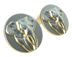 14 Karat Yellow Gold Elephant Cuff links