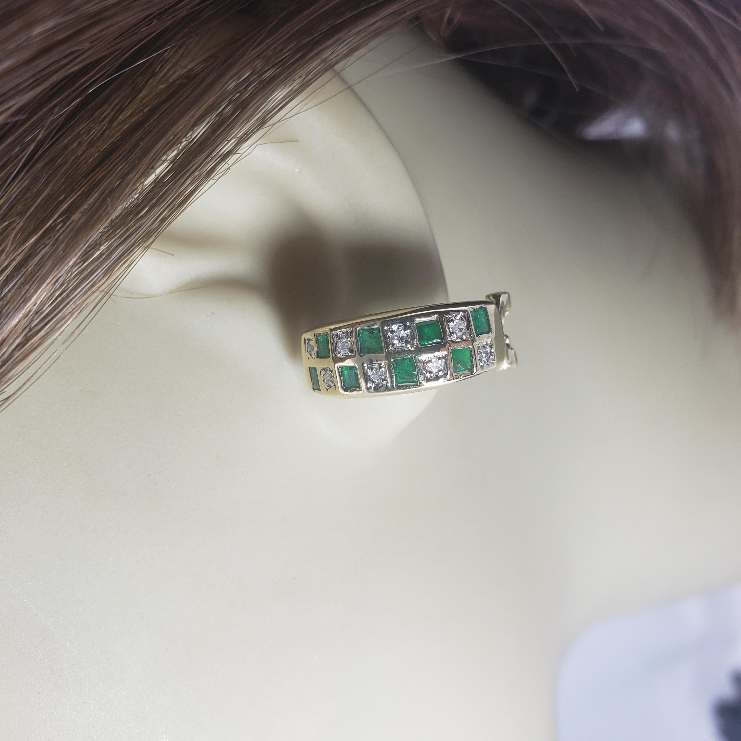 14 Karat Yellow Emerald and Diamond Earrings For Sale 5