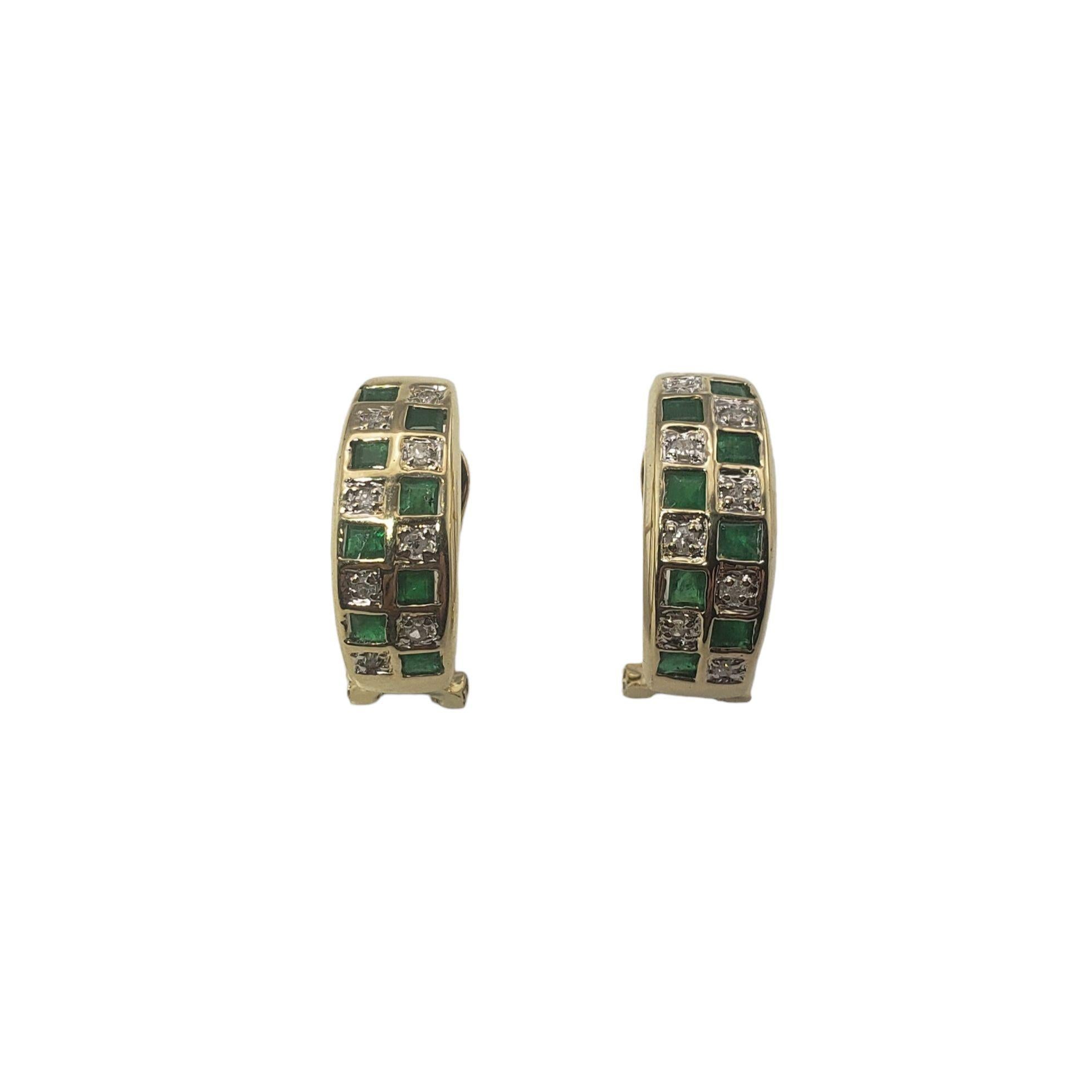 14 Karat Yellow Emerald and Diamond Earrings In Good Condition For Sale In Washington Depot, CT