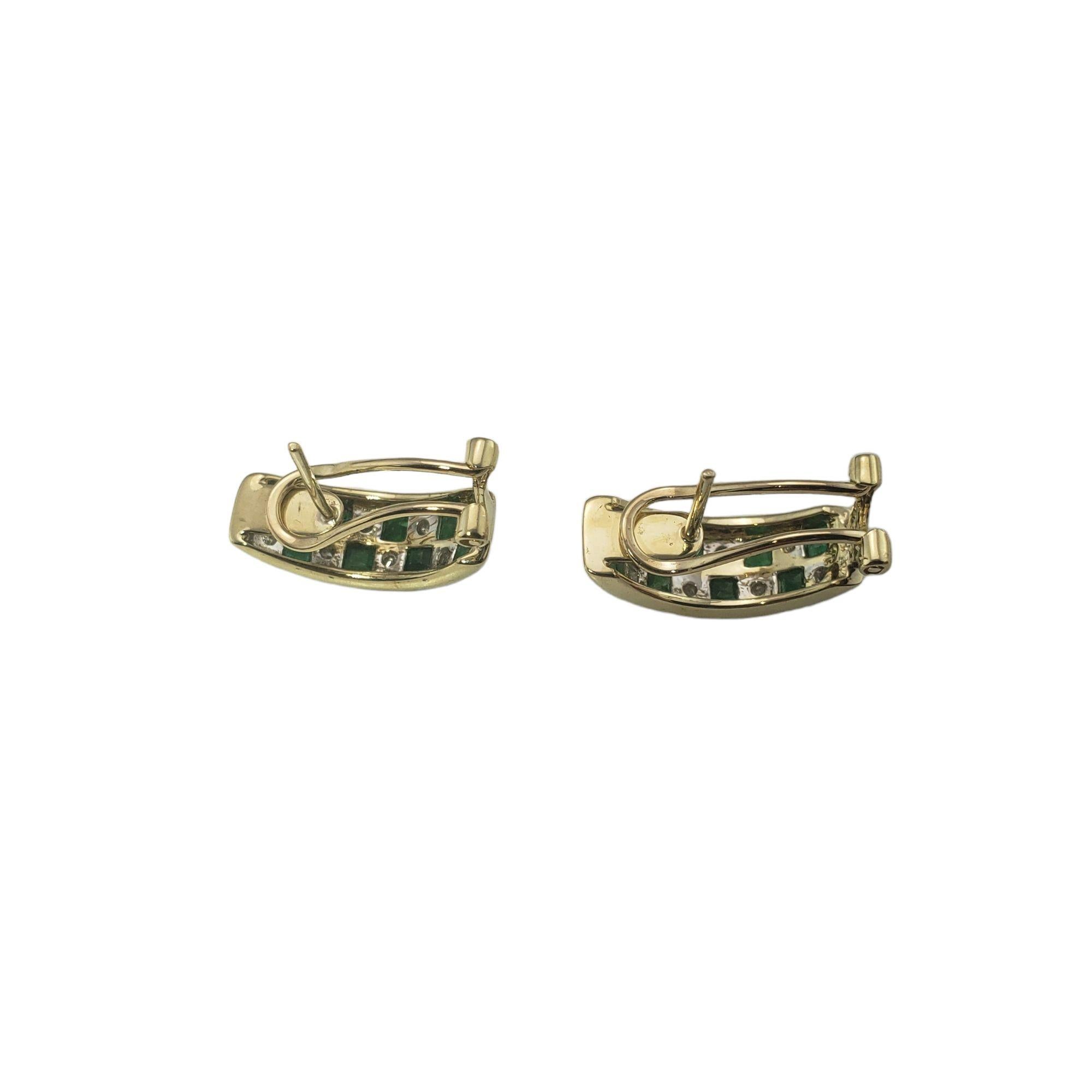 14 Karat Yellow Emerald and Diamond Earrings For Sale 2