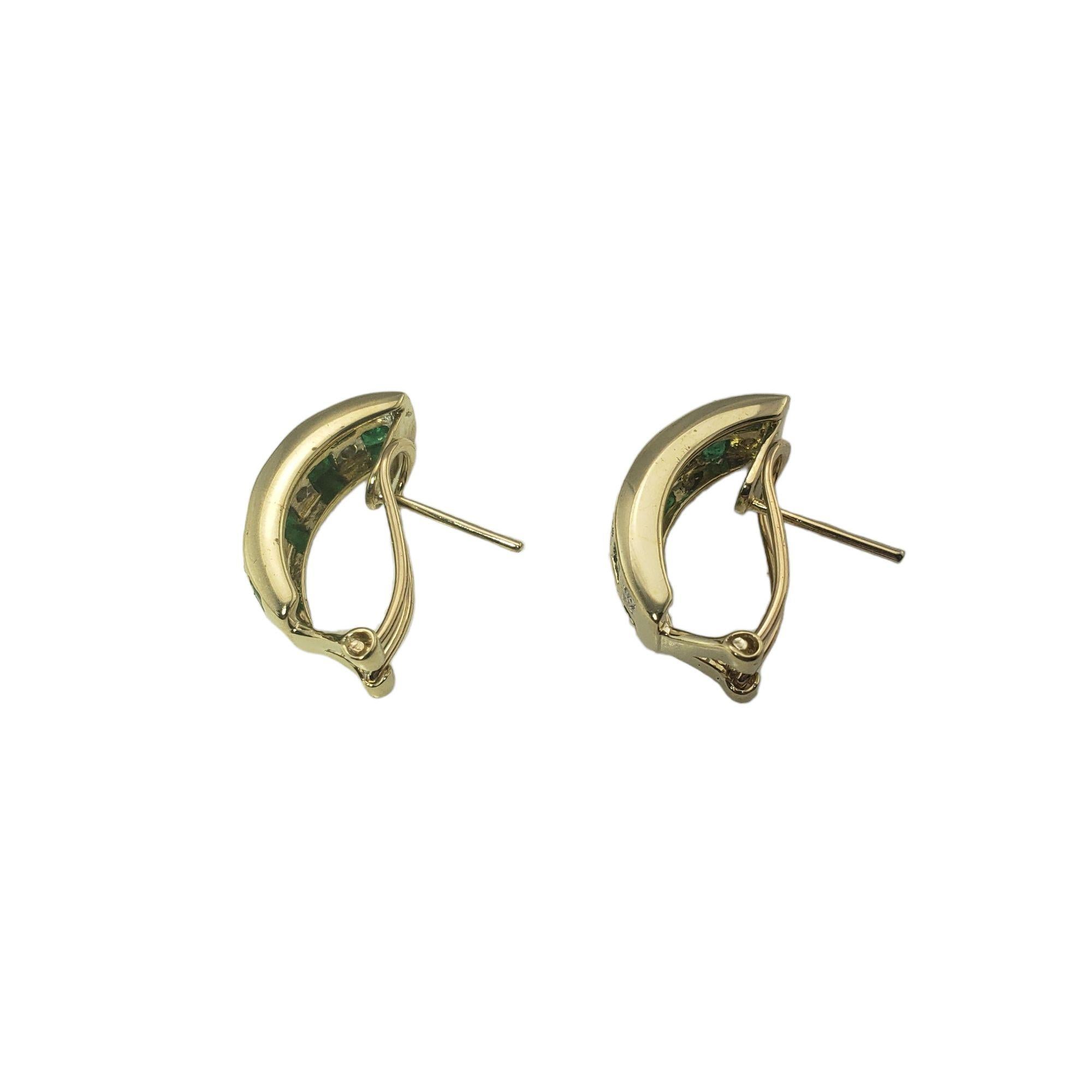 14 Karat Yellow Emerald and Diamond Earrings For Sale 3