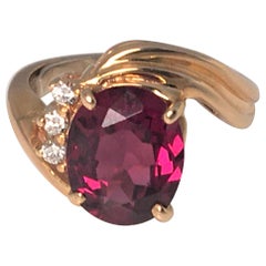 14KY Garnet Diamond Ring