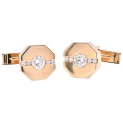 14 Karat Yellow Gauthier Gold Diamond Cufflinks