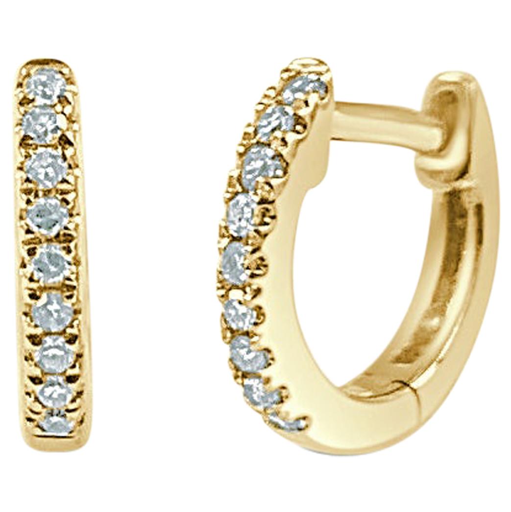 14 Karat Yellow Gold 0.05 Carat Huggie Hoop Earrings