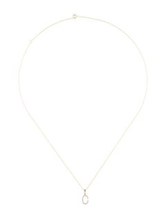 14 Karat Yellow Gold 0.06 Carat Diamond Initial Pendant Necklace, Initial C