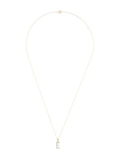 14 Karat Yellow Gold 0.06 Carat Diamond Initial Pendant Necklace, Initial E