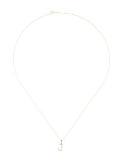 14 Karat Yellow Gold 0.06 Carat Diamond Initial Pendant Necklace, Initial J