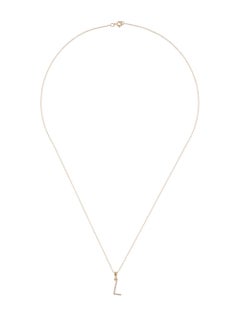 14 Karat Yellow Gold 0.06 Carat Diamond Initial Pendant Necklace, Initial L