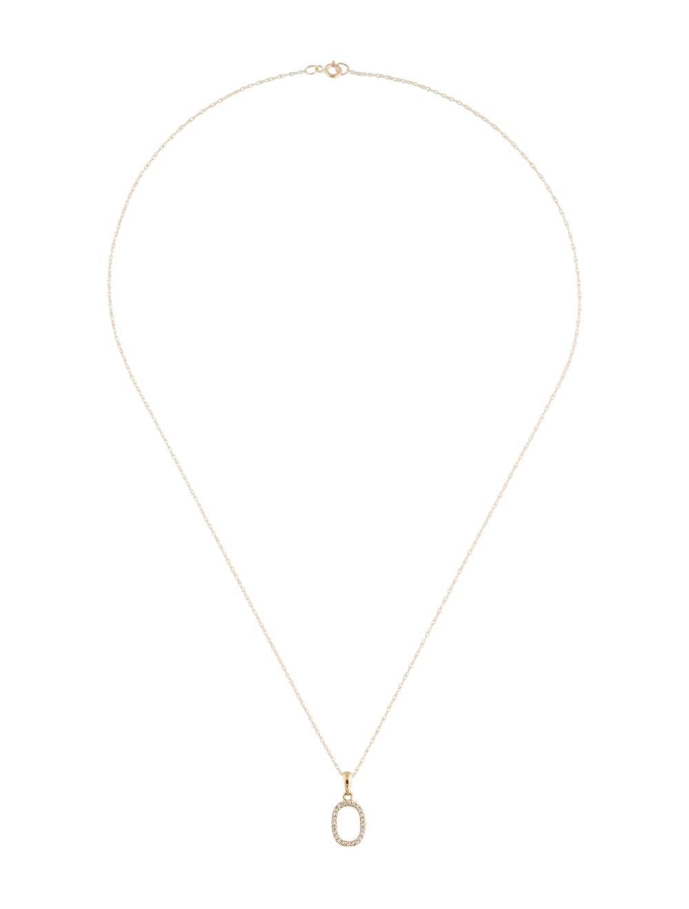 Single Cut 14 Karat Yellow Gold 0.06 Carat Diamond Initial Pendant Necklace, Initial O For Sale