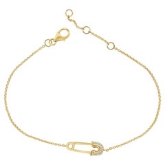Bracelet à épingle de sécurité en or jaune 14 carats avec diamants de 0,07 carat