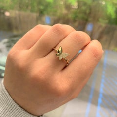 14 Karat Yellow Gold 0.08 Carat Diamond Butterfly Ring