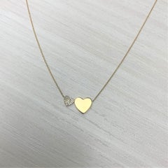 14 Karat Yellow Gold 0.09 Carat Diamond Heart Necklace
