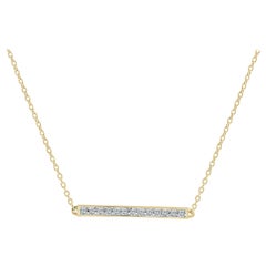 14 Karat Gelbgold 0,10 Karat Diamant-Bar-Halskette