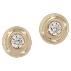 14 Karat Yellow Gold 0.10 Carat Diamond Bezel Stud Earrings 
