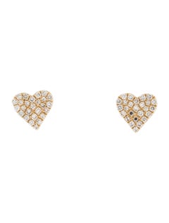 14 Karat Yellow Gold 0.10 Carat Diamond Heart Earrings