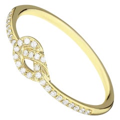 14 Karat Yellow Gold 0.107 Carat Knot Round Diamond Ring