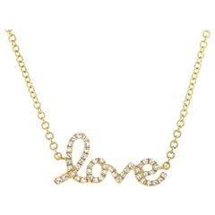 Collier en or jaune 14 carats 0,11 carat Diamond Script Love