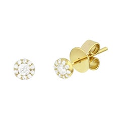 14 Karat Yellow Gold 0.115 Carat Diamond Cluster Earrings