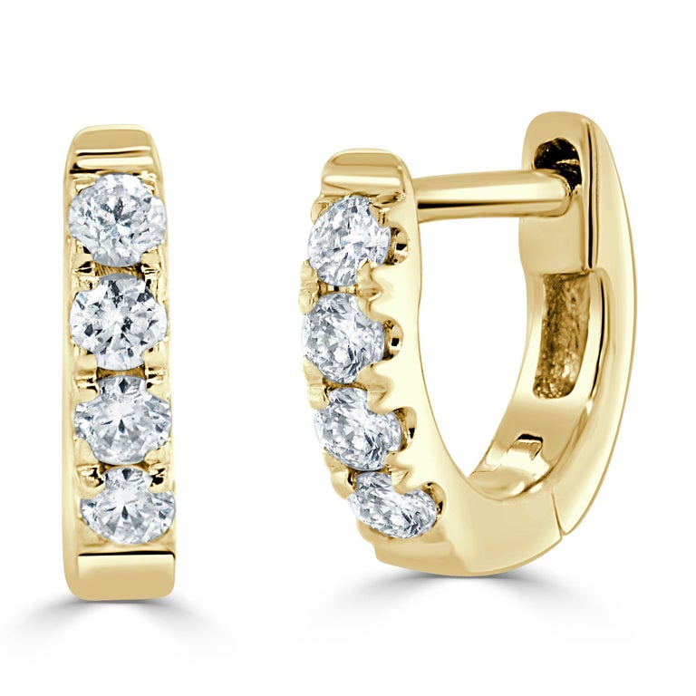 Orecchini a cerchio in oro giallo 14 carati con diamante da 0,12