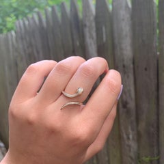 14 Karat Yellow Gold 0.12 Carat Diamond and Tsavorite Snake Ring