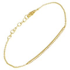 14 Karat Yellow Gold 0.129 Carat Round Diamond Bar Chain Bracelet