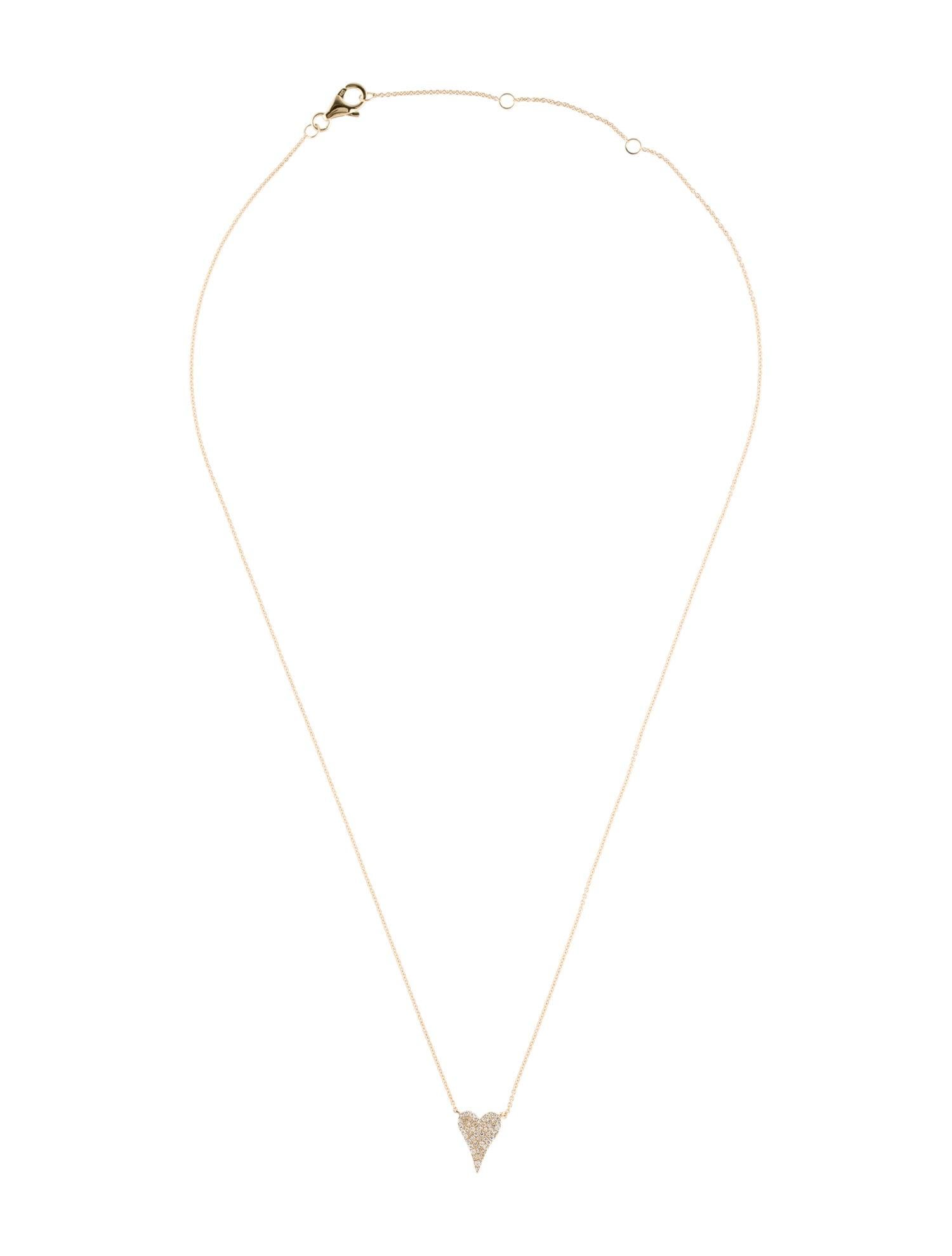 14 Karat Yellow Gold 0.13 Carat Diamond Heart Pendant Necklace In New Condition For Sale In Great neck, NY