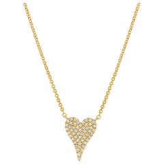 14 Karat Yellow Gold 0.13 Carat Diamond Heart Pendant Necklace