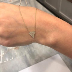 14 Karat Yellow Gold 0.17 Carat Diamond Pave Heart Necklace