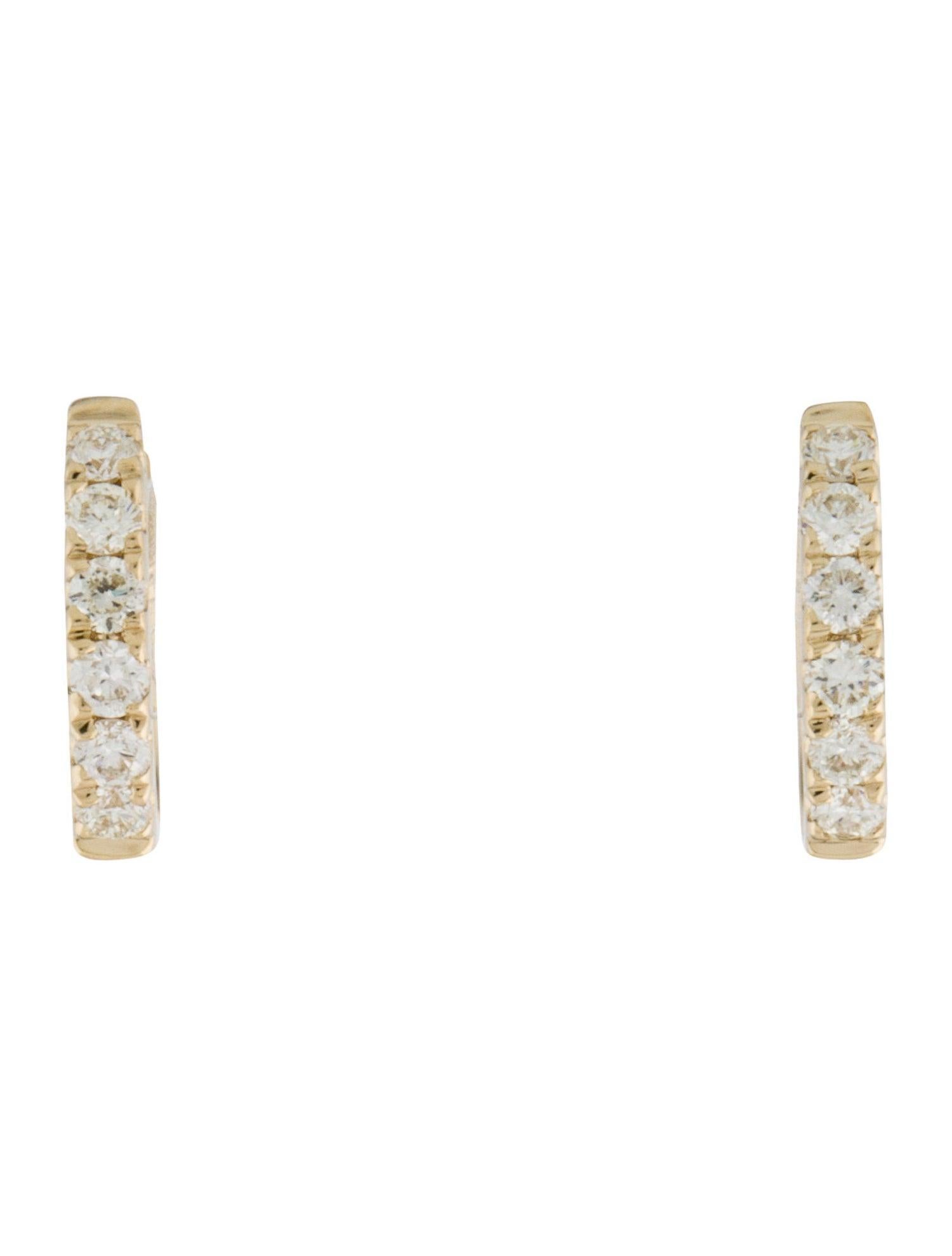 Contemporary 14 Karat Yellow Gold 0.18 Carat Diamond Huggie Hoop Earring For Sale