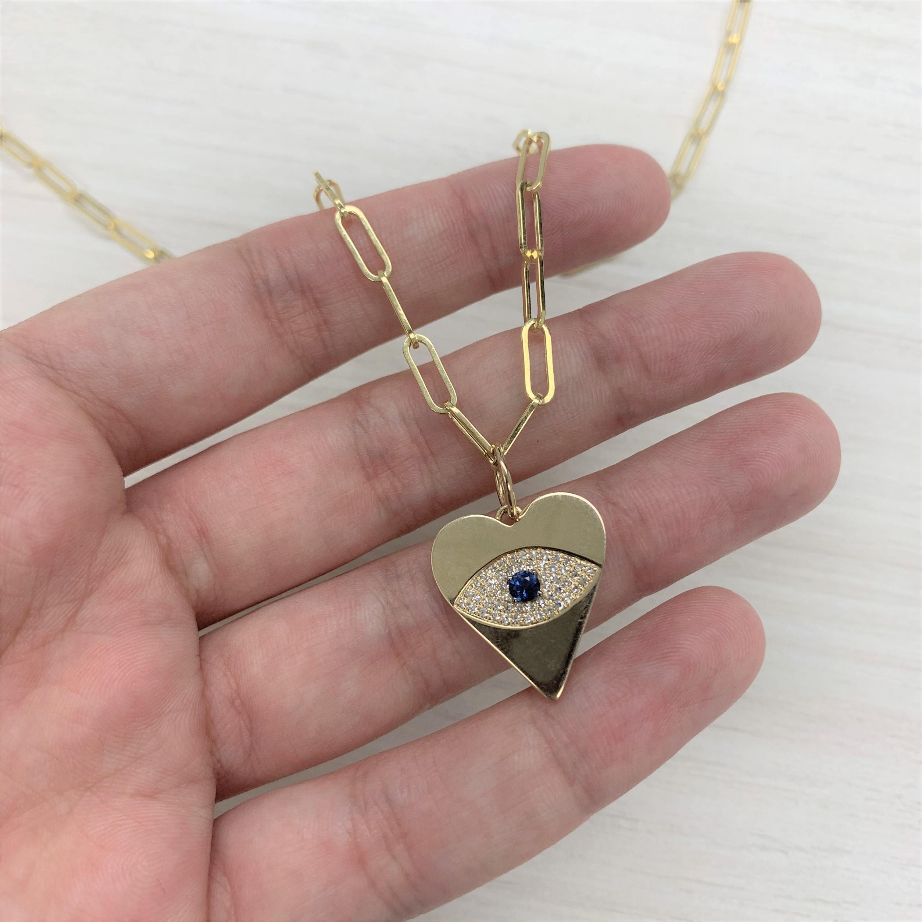 heart necklace with evil eye