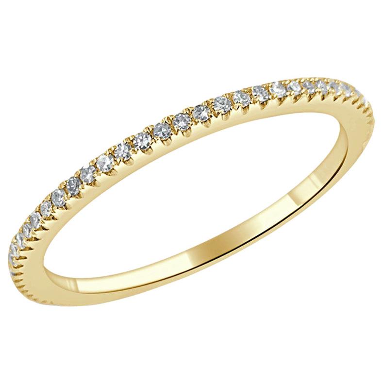 14 Karat Yellow Gold 0.18 Carat Diamond Stackable Eternity Band Size 6.5 For Sale
