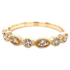 14 Karat Yellow Gold 0.20 Carat Natural Diamond Stackable Ring Size 6.5