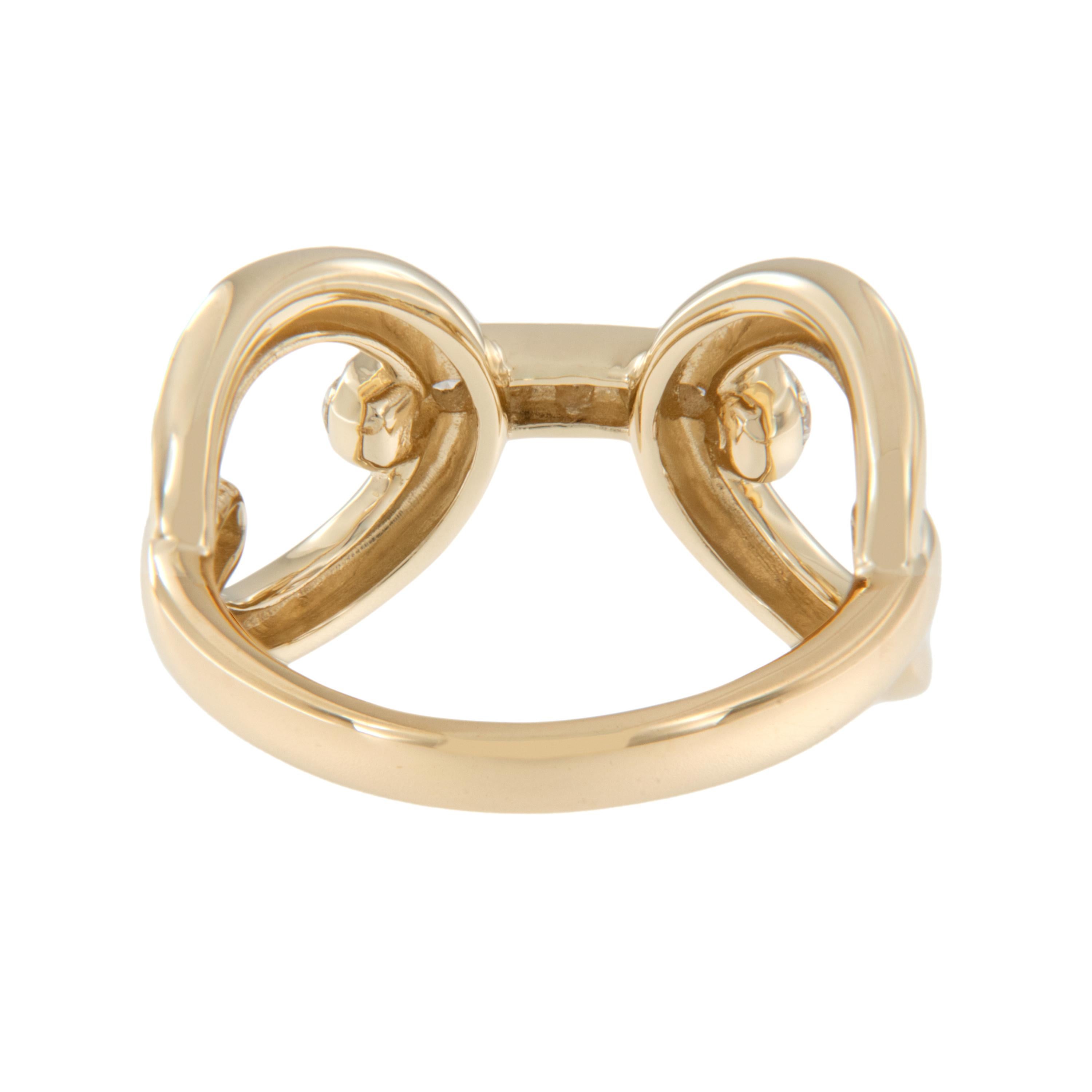 14 Karat Gelbgold 0,20 Karat natürlicher Diamant Steigbügel-Mode-Ring  im Zustand „Neu“ im Angebot in Troy, MI