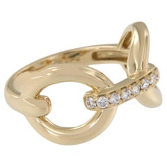 14 Karat Yellow Gold 0.20 Cttw Natural Diamond Stirrup Fashion Ring 