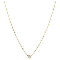 14 Karat Yellow Gold 0.24 Carat Bezel Set Round Diamond Pendant Necklace