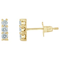 14 Karat Yellow Gold 0.24 Carat Diamond Bar Stud Earrings