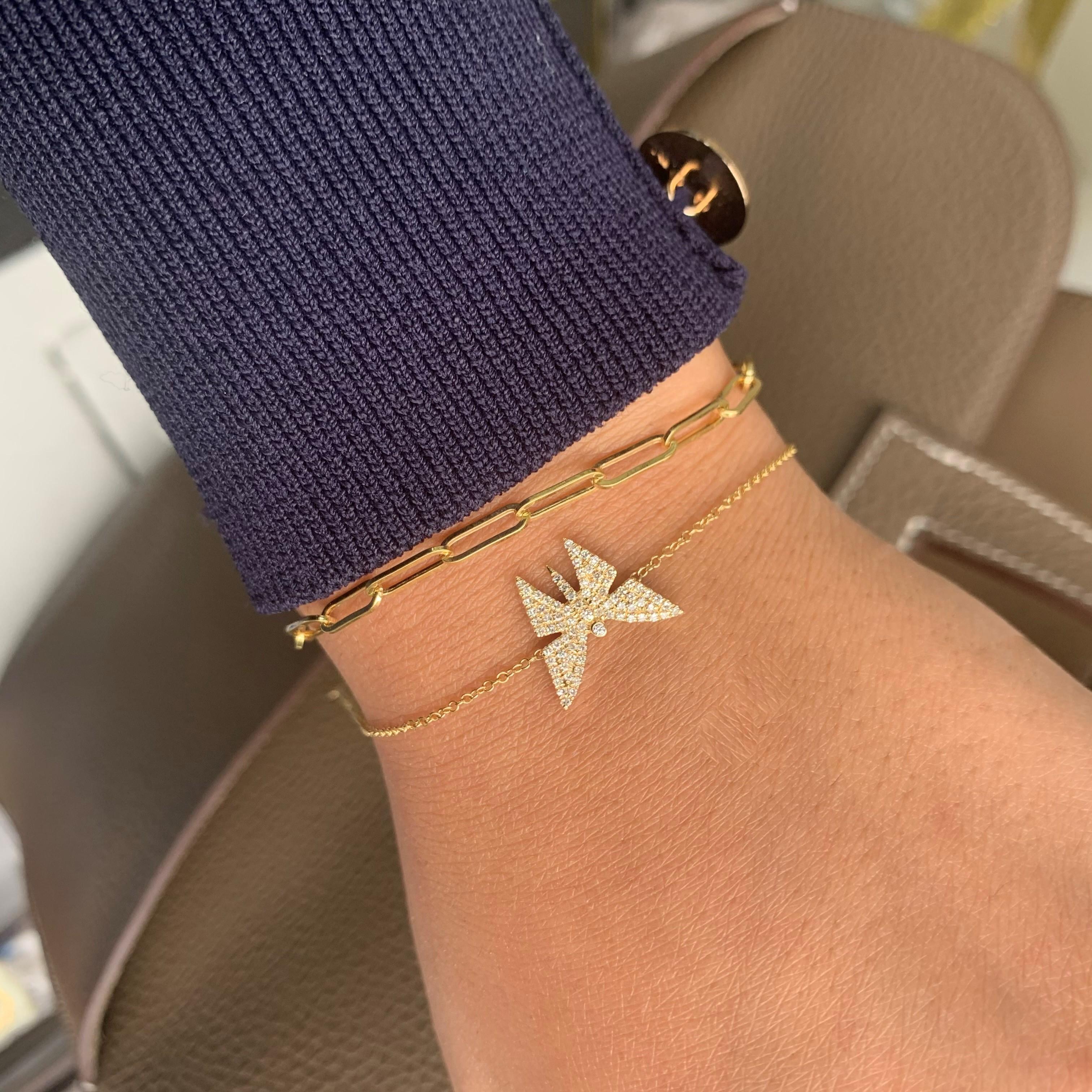 Contemporaneo Bracciale a farfalla in oro giallo 14 carati con diamante da 0,25 carati in vendita