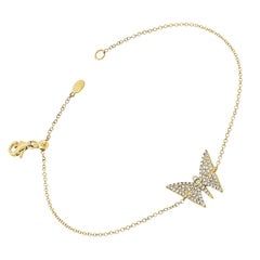 Bracelet papillon en or jaune 14 carats avec diamants de 0,25 carat