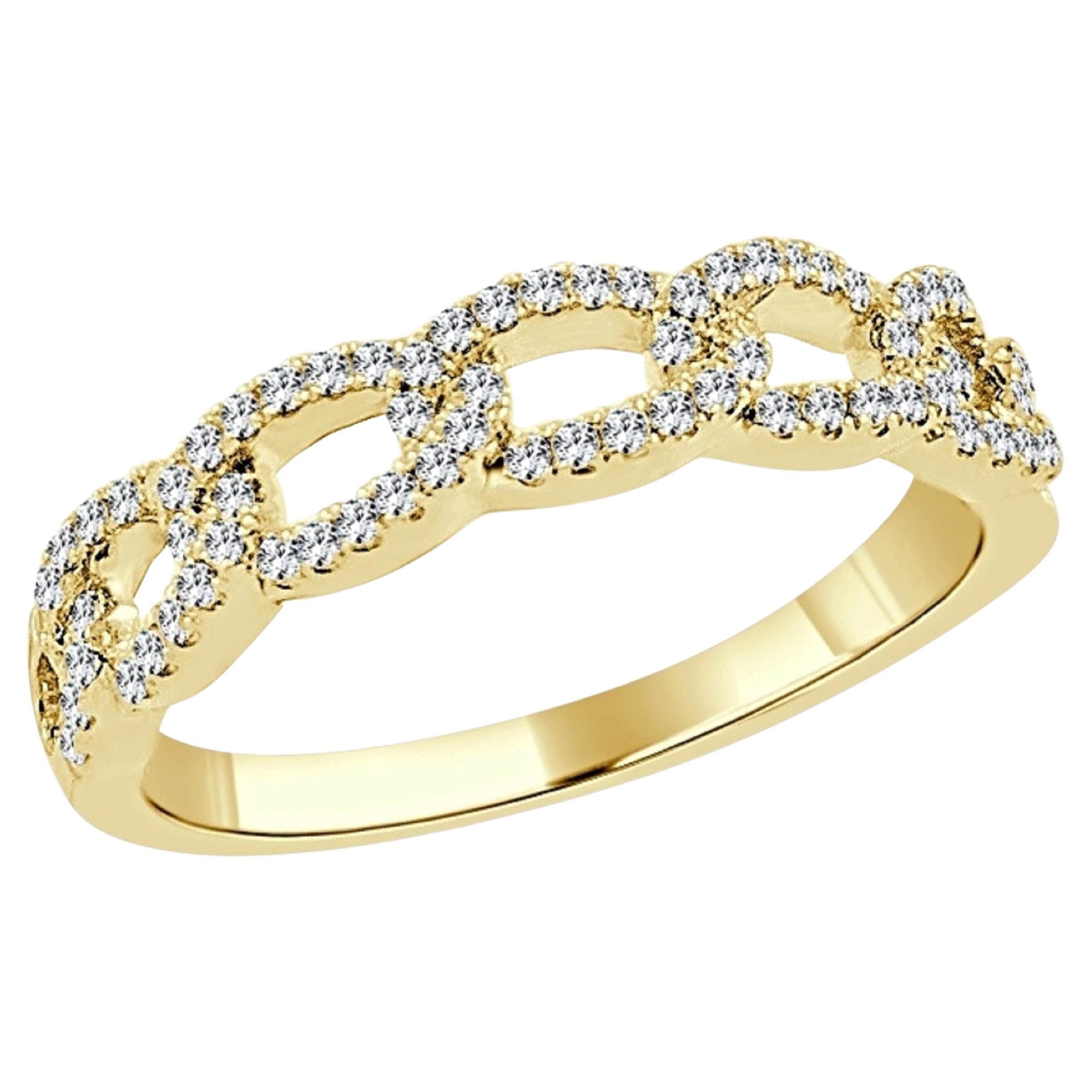 14 Karat Yellow Gold 0.25 Carat Diamond Link Ring