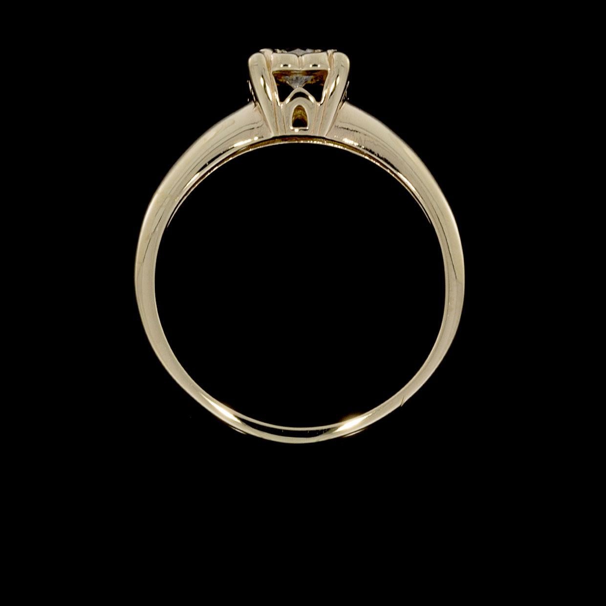Round Cut 14 Karat Yellow Gold 0.25 Carat Round Diamond Solitaire Engagement Ring