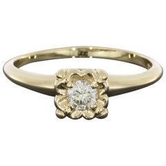 14 Karat Yellow Gold 0.25 Carat Round Diamond Solitaire Engagement Ring