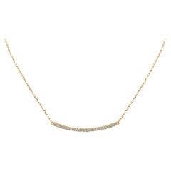 14 Karat Yellow Gold 0.26 Carat Diamond Curved Bar Necklace