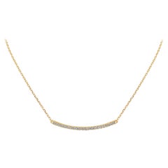 14 Karat Gelbgold 0,26 Karat Diamant Gebogene Bar Halskette