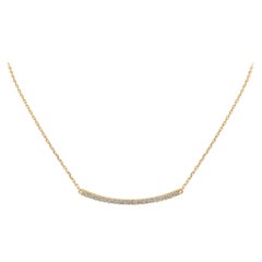 14 Karat Yellow Gold 0.26 Carat Diamond Curved Bar Necklace