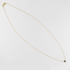 14 Karat Yellow Gold 0.29 Carat Blue Sapphire Solitaire Bezel Necklace